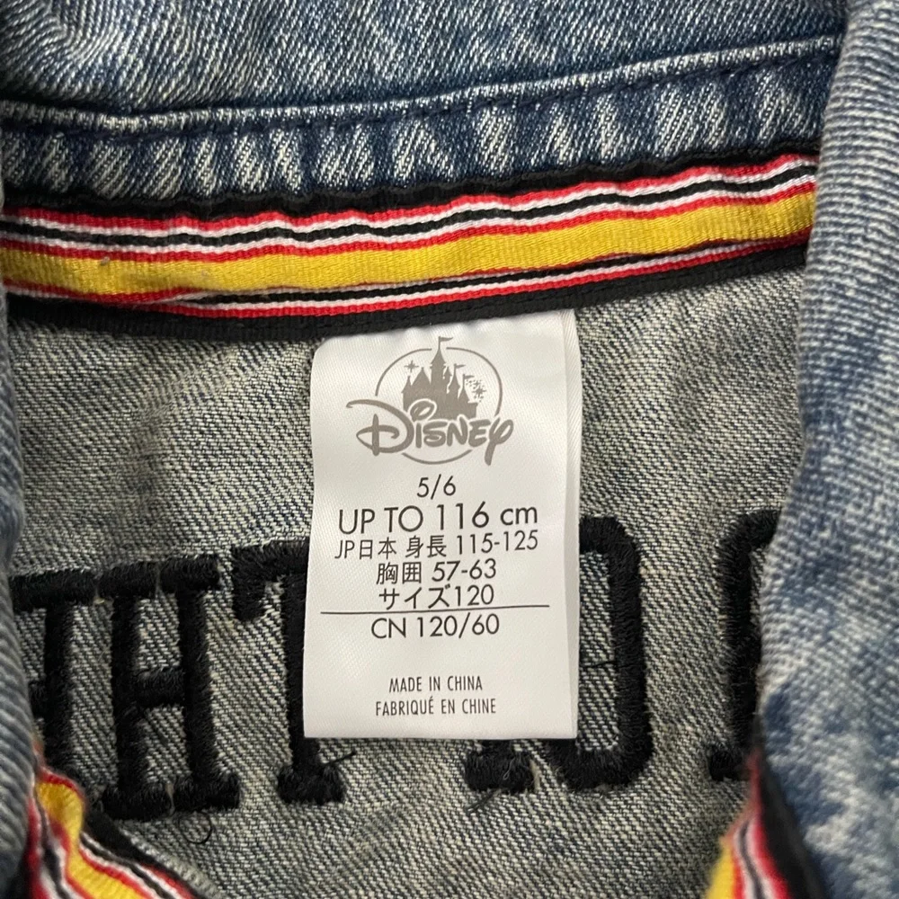 NWT Youth Disney Store Parks Mickey Mouse LEADER OF THE CLUB Denim Jacket Sz 5/6